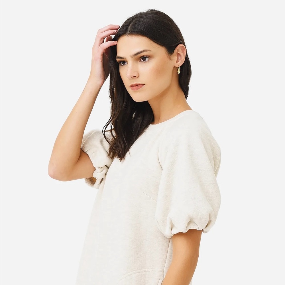 Elegant Cream Textured Puff Sleeve Top